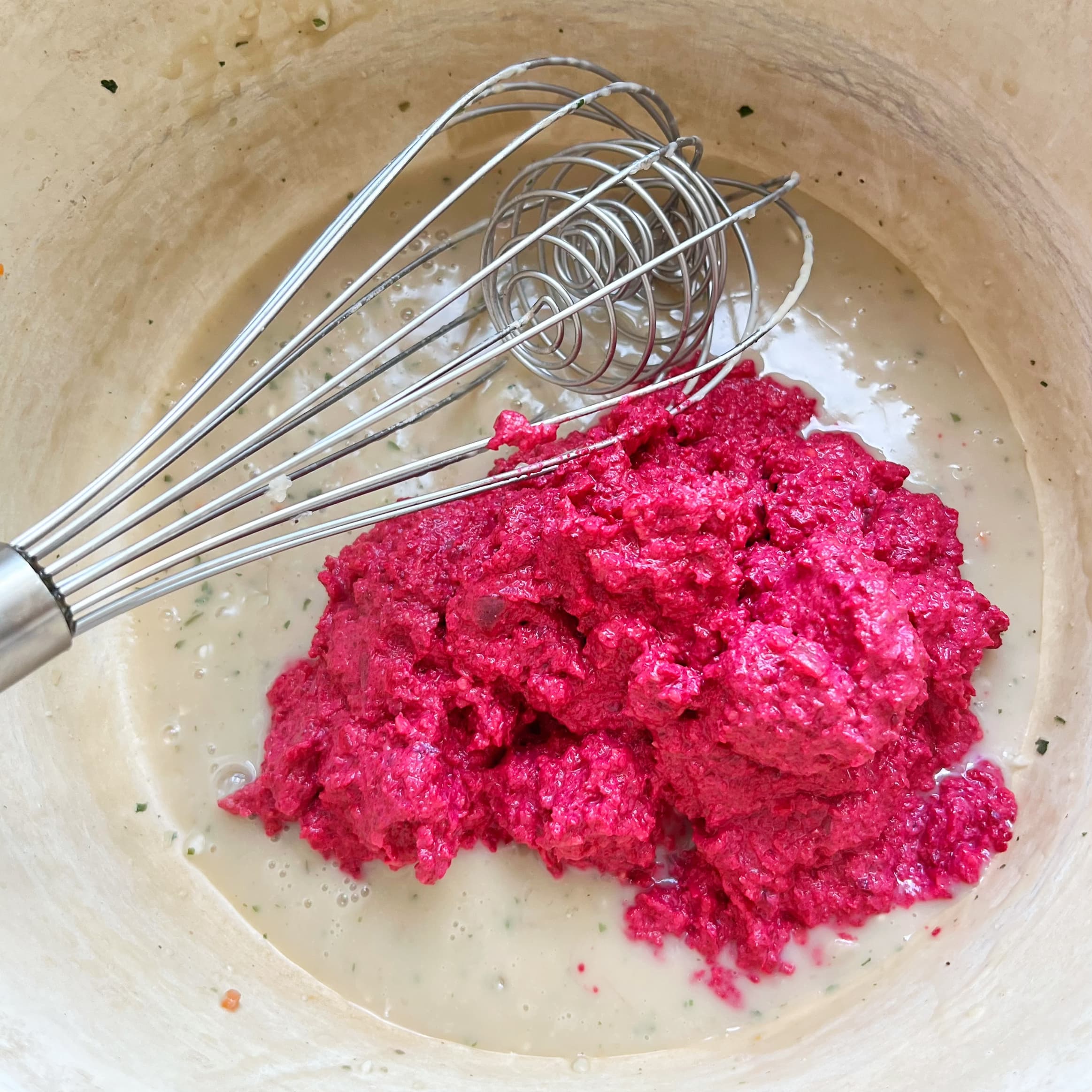 roze vegan pasta saus