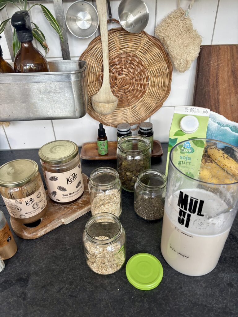 vegan overnight oats met zelfgemaakte melk
